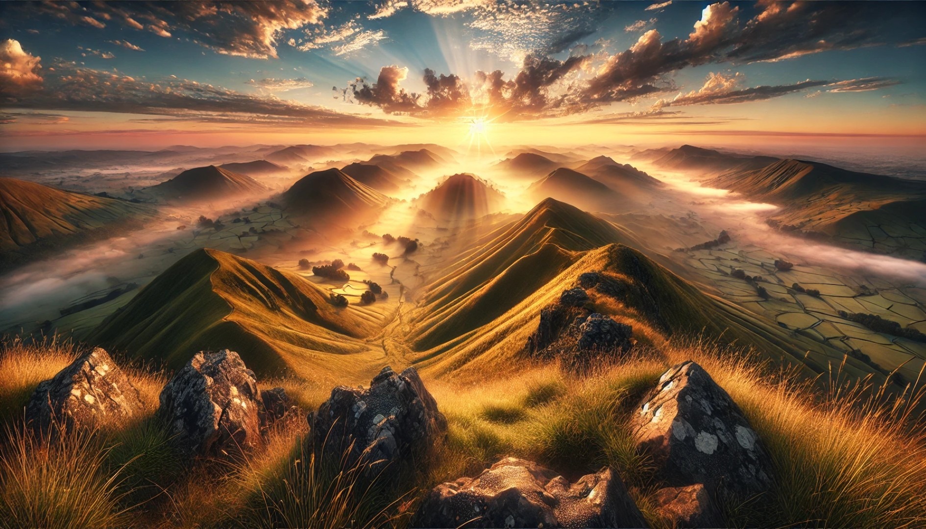 A sunrise over a hilltop symbolizing emotional release